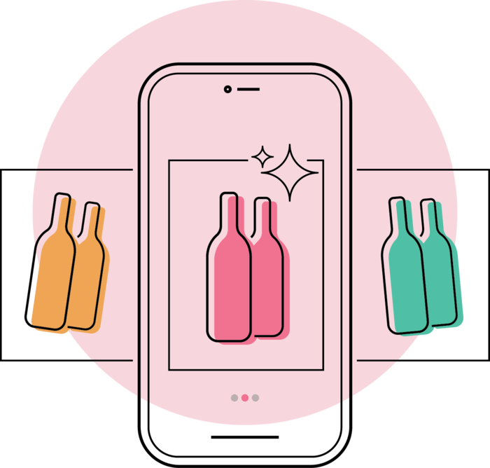 Escolhendo vinho no aplicativo